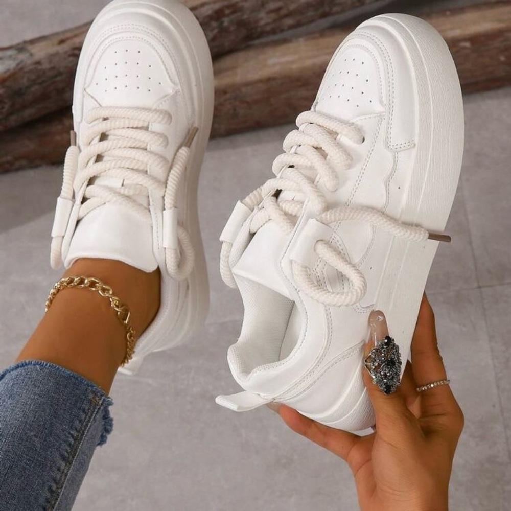SHEIN White Chunky Sneakers Minimalist Design